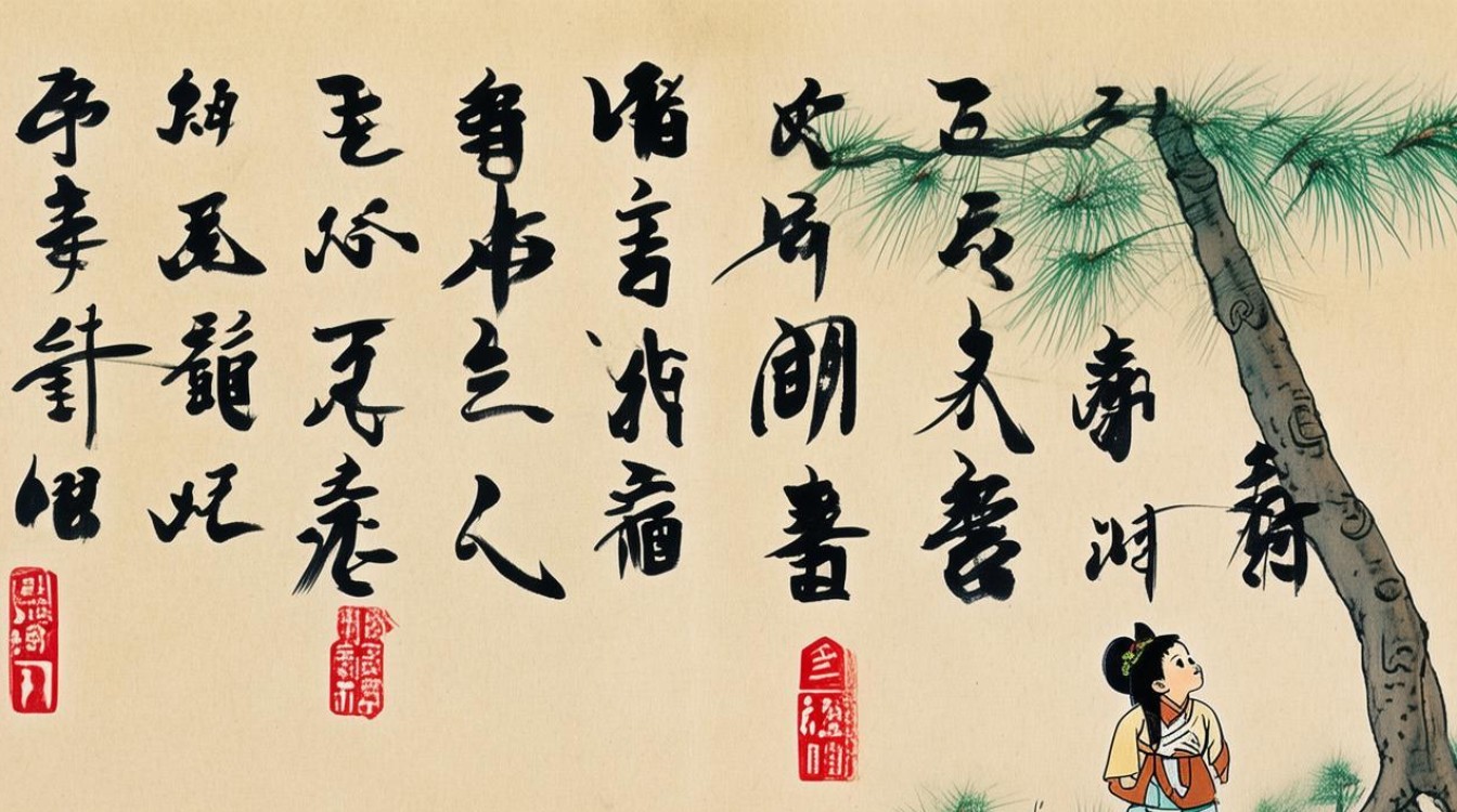 书法作品 松下问童子